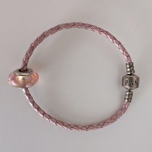 Pandora Moments Bracelet - Pink Rope with flower charm